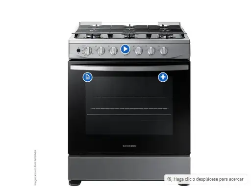 [NX52D3000MV/AX] Estufa 30" NX52D3000MV/AX Samsung 6 quemadores, acero inoxidable y parrillas de hierro fundido, tapa de vidrio 